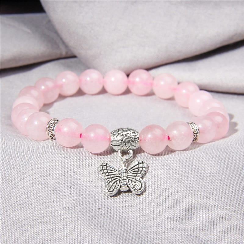 Rachymack Trendy Rose Quartzs Bracelet Pink Crystal Beads Bracelets