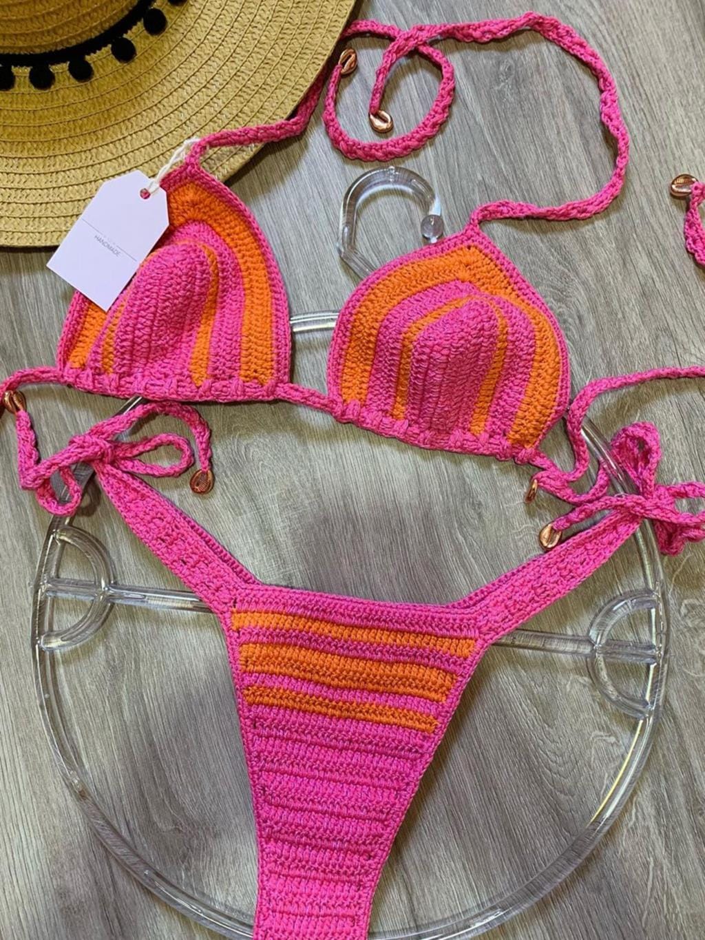 Rachymack Women Fabric Crochet Bikini Sets