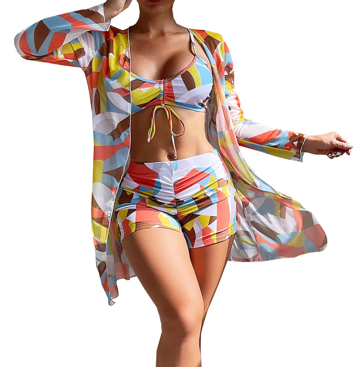 Rachymack Women Printed 3 Pieces High Waist Bikini