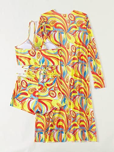 Rachymack Women Printed 3 Pieces High Waist Bikini