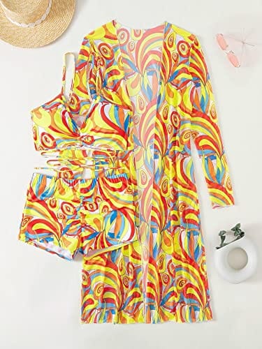 Rachymack Women Printed 3 Pieces High Waist Bikini