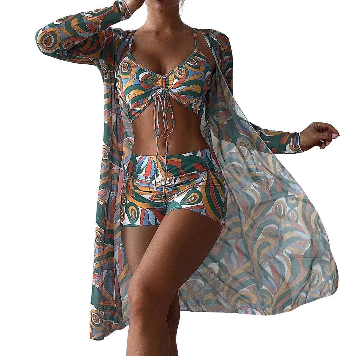 Rachymack Women Printed 3 Pieces High Waist Bikini