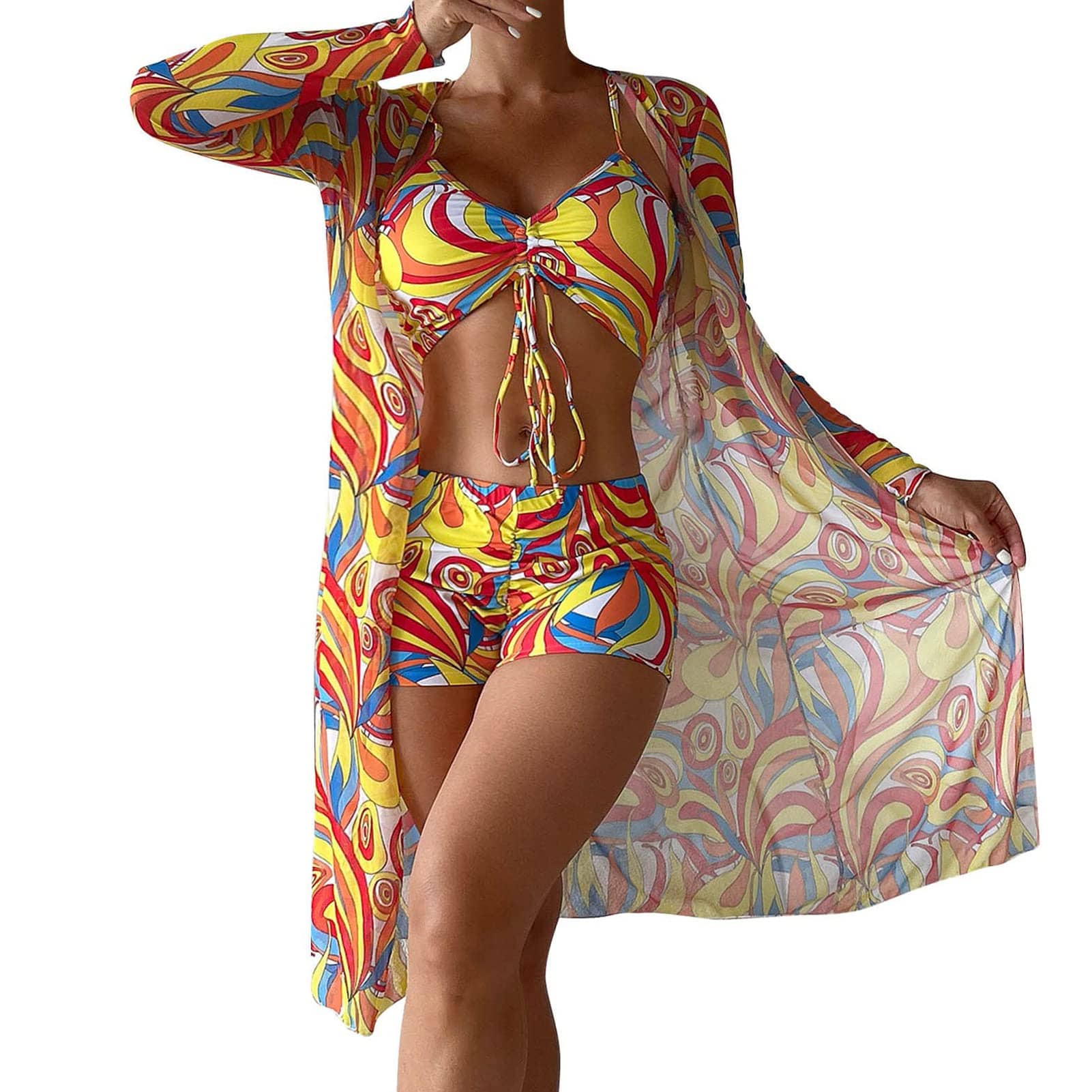 Rachymack Women Printed 3 Pieces High Waist Bikini
