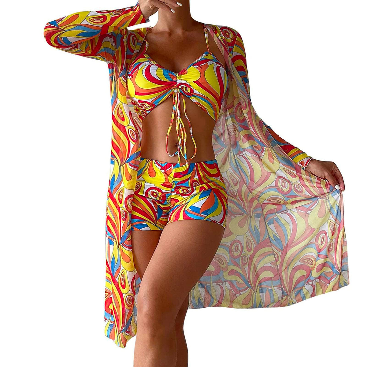 Rachymack Women Printed 3 Pieces High Waist Bikini
