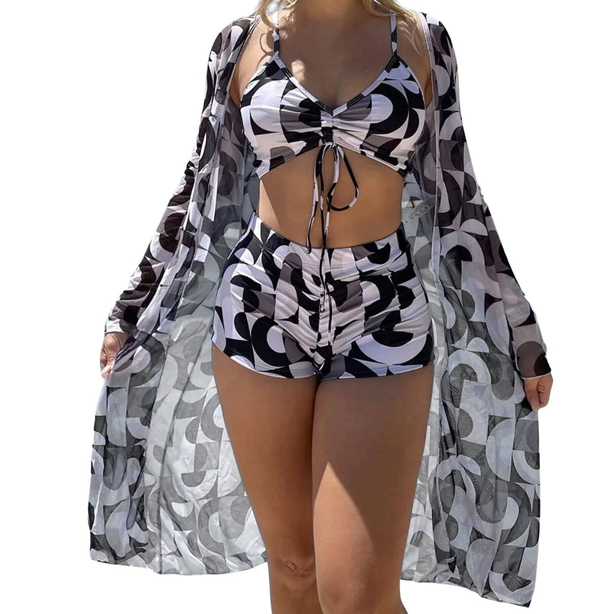 Rachymack Women Printed 3 Pieces High Waist Bikini