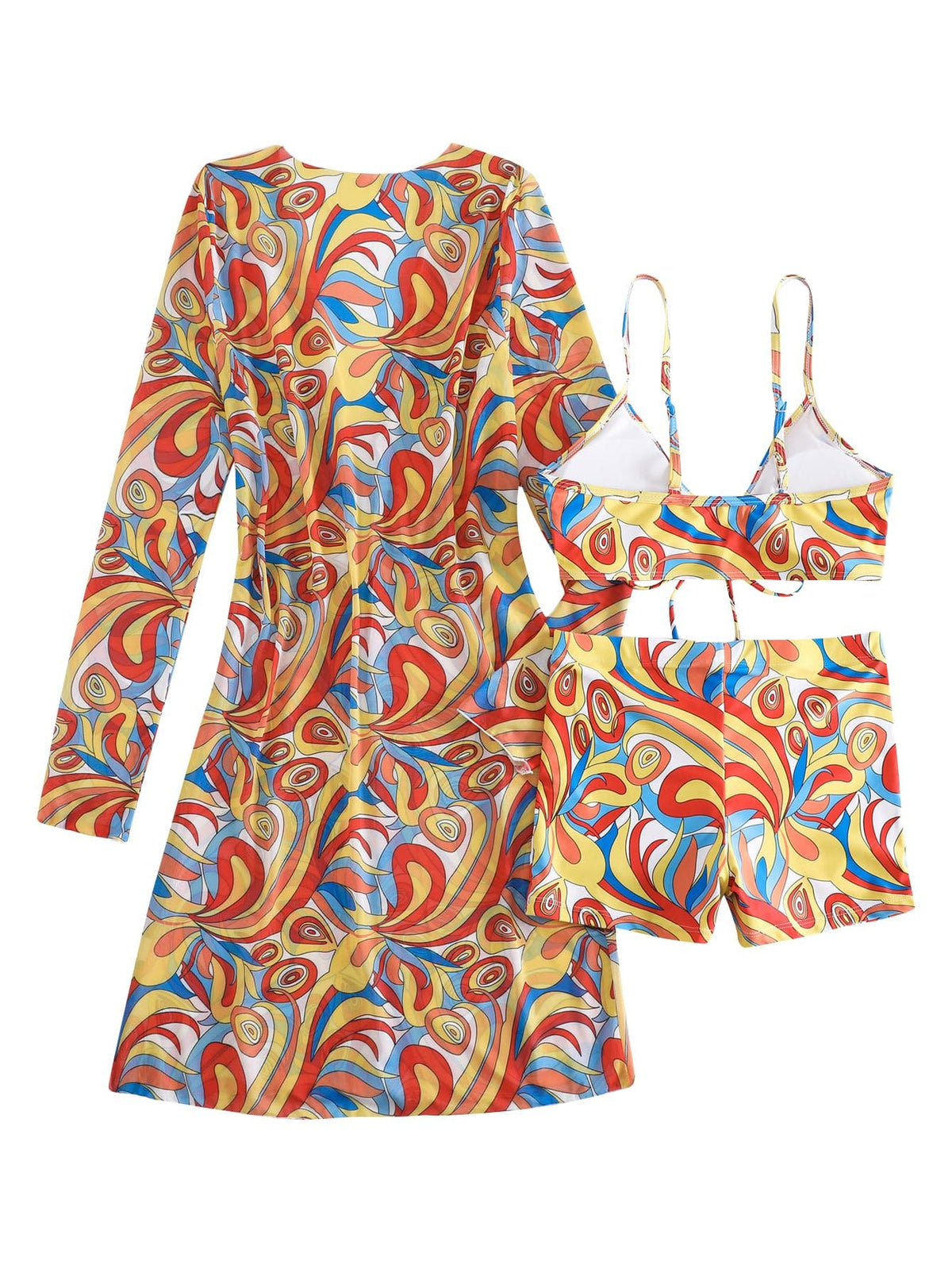 Rachymack Women's Swimsuit Printed Ruched Long Sleeve