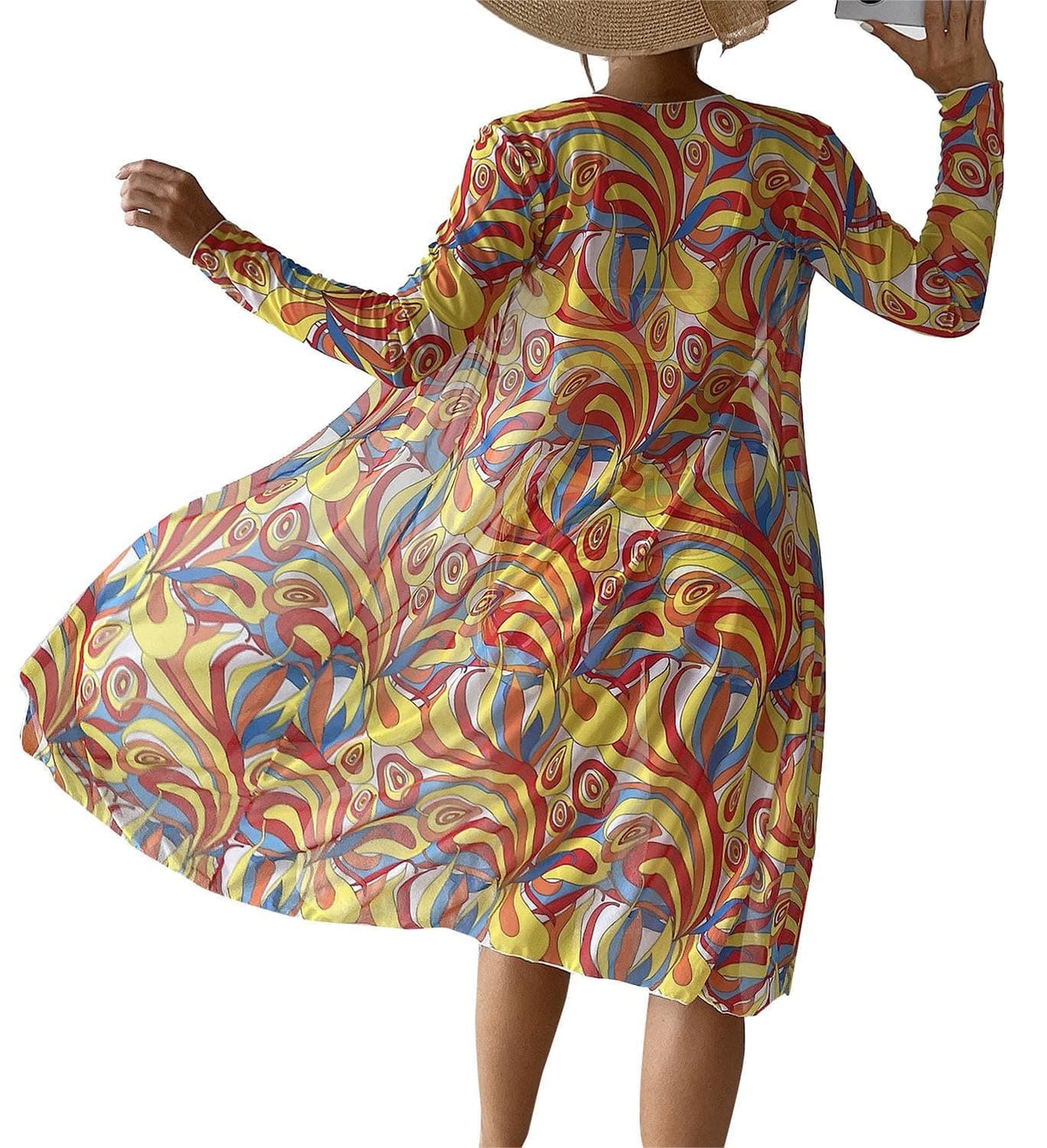 Rachymack Women's Swimsuit Printed Ruched Long Sleeve