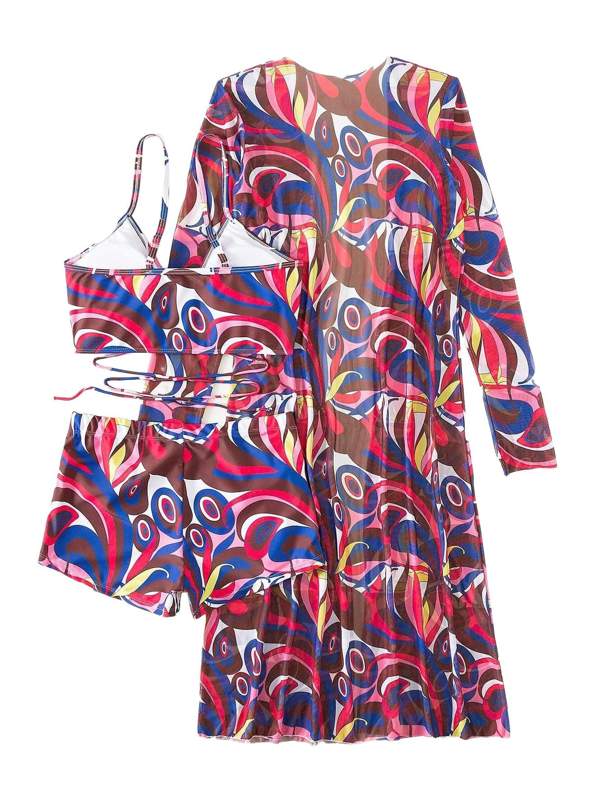Rachymack Women's Swimsuit Printed Ruched Long Sleeve