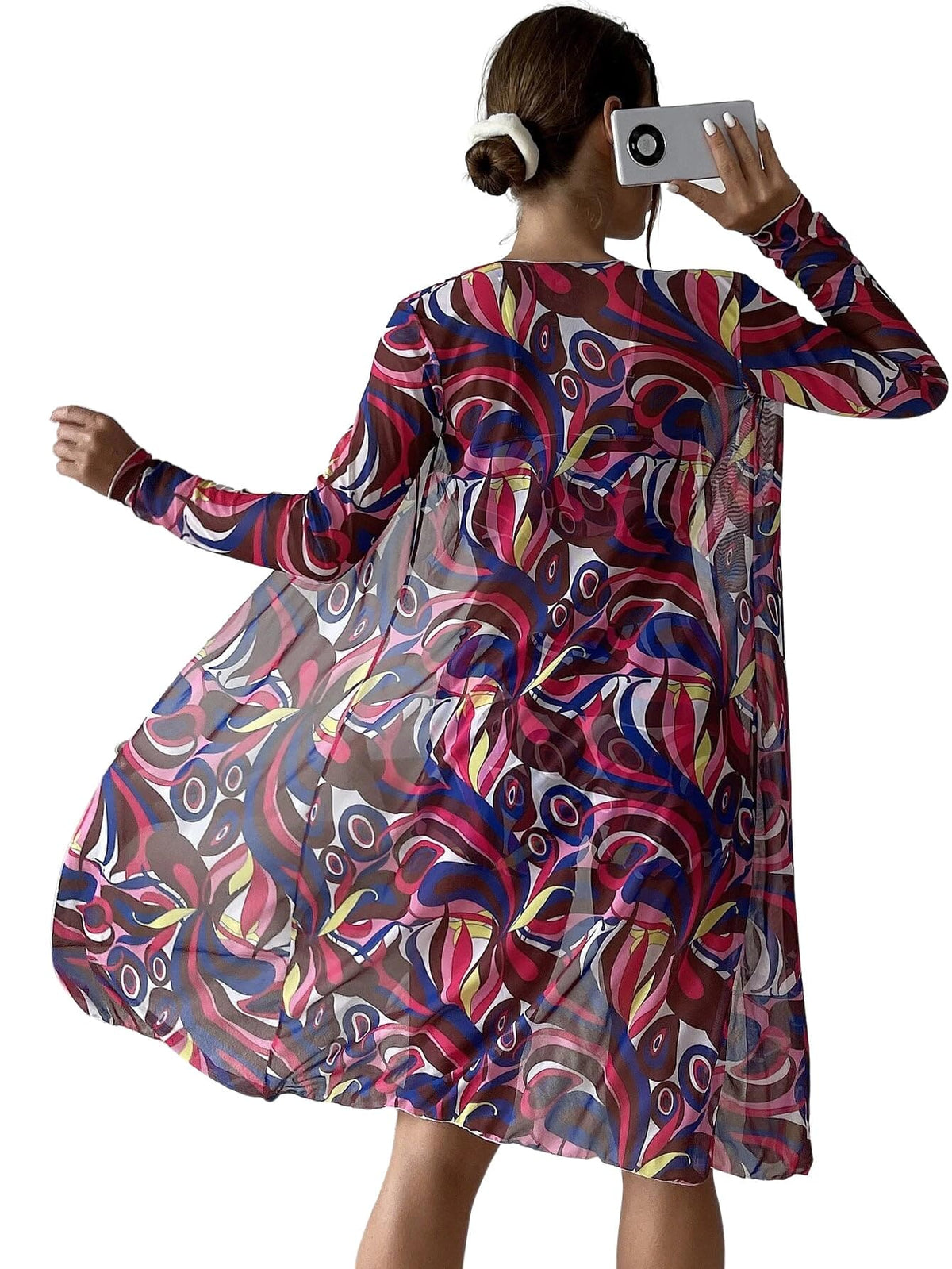 Rachymack Women's Swimsuit Printed Ruched Long Sleeve