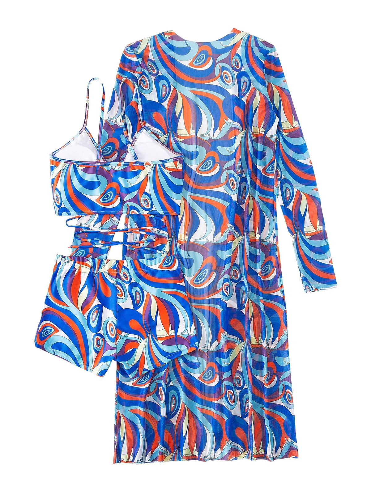Rachymack Women's Swimsuit Printed Ruched Long Sleeve
