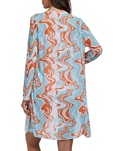 Rachymack Women's Swimsuit Printed Ruched Long Sleeve