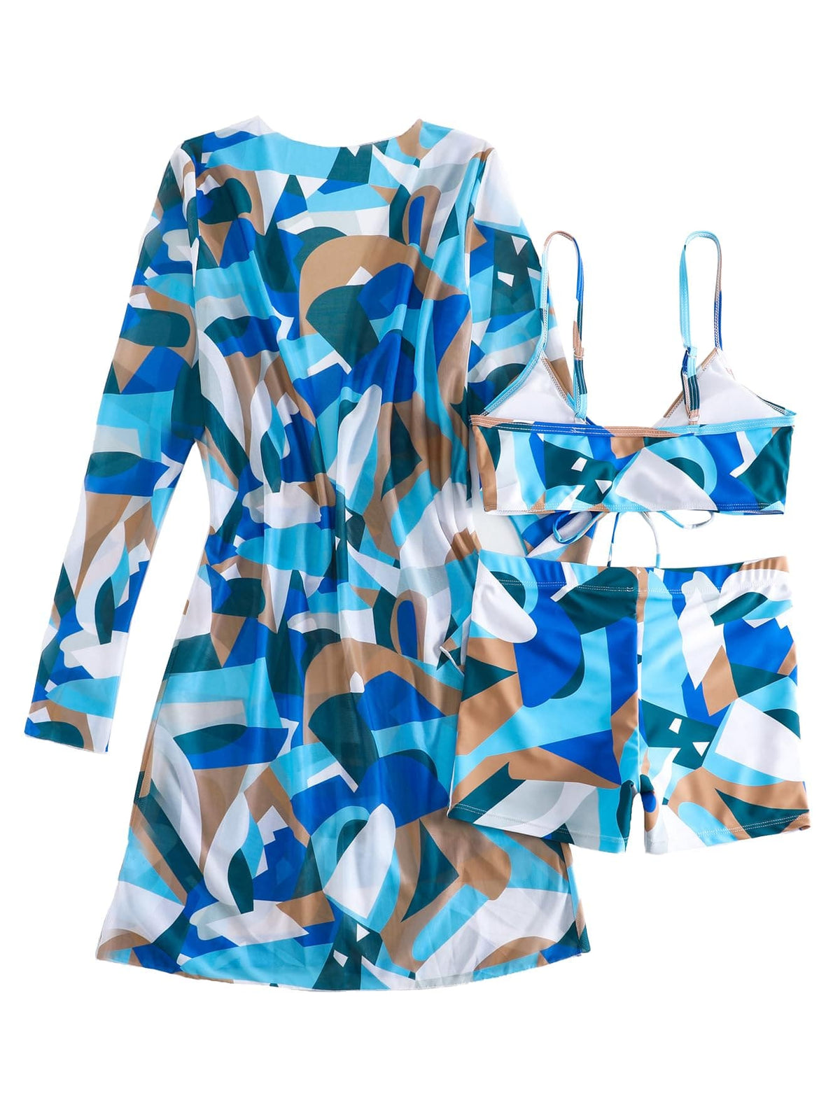 Rachymack Women's Swimsuit Printed Ruched Long Sleeve