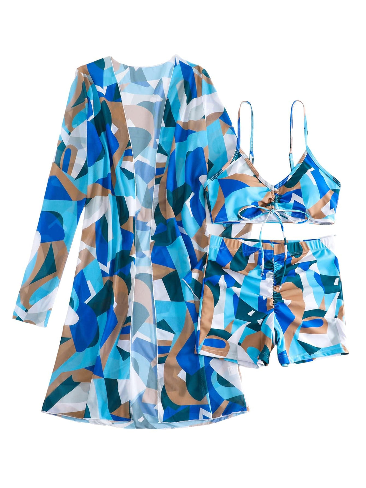 Rachymack Women's Swimsuit Printed Ruched Long Sleeve
