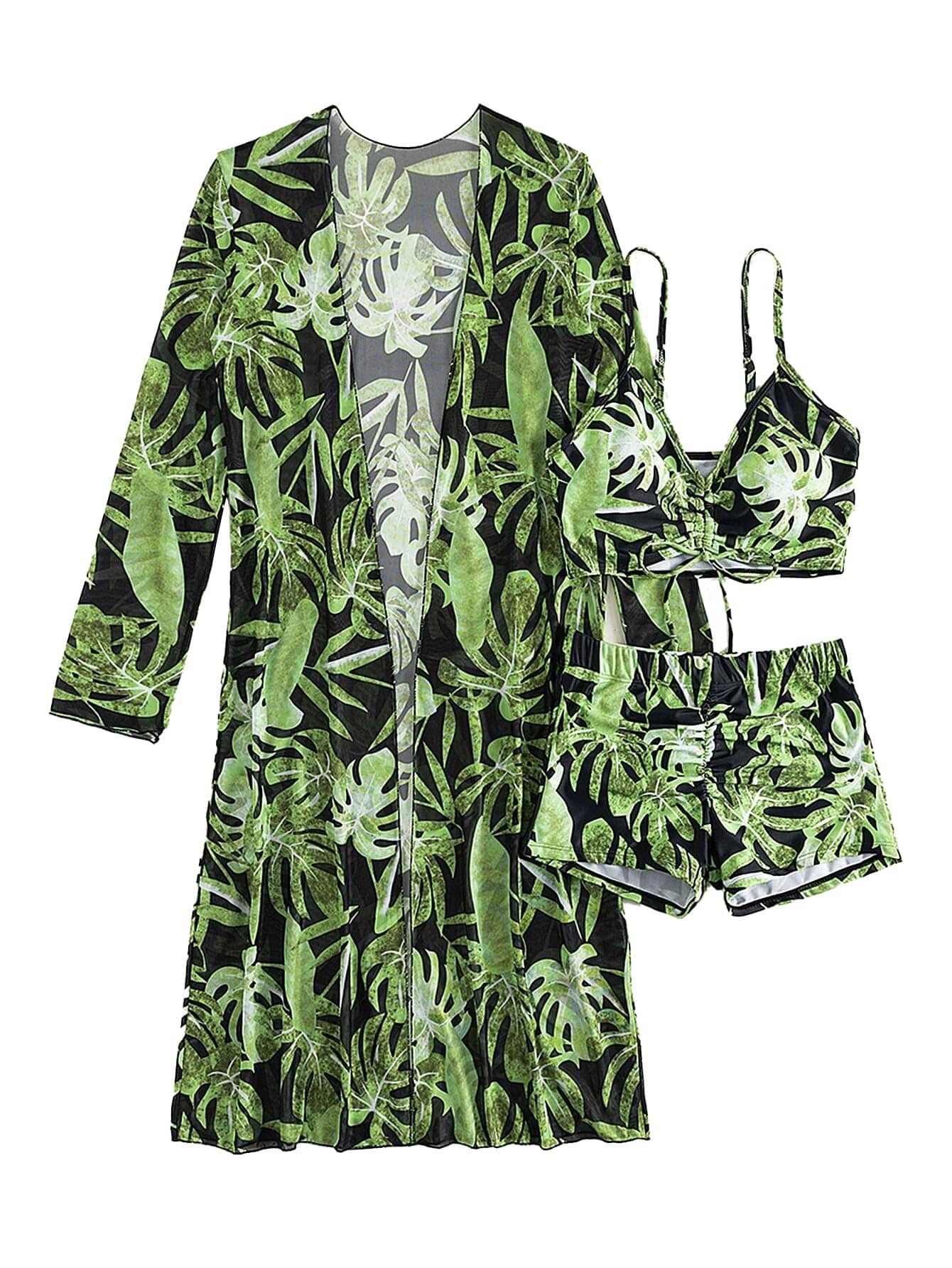 Rachymack Women's Swimsuit Printed Ruched Long Sleeve