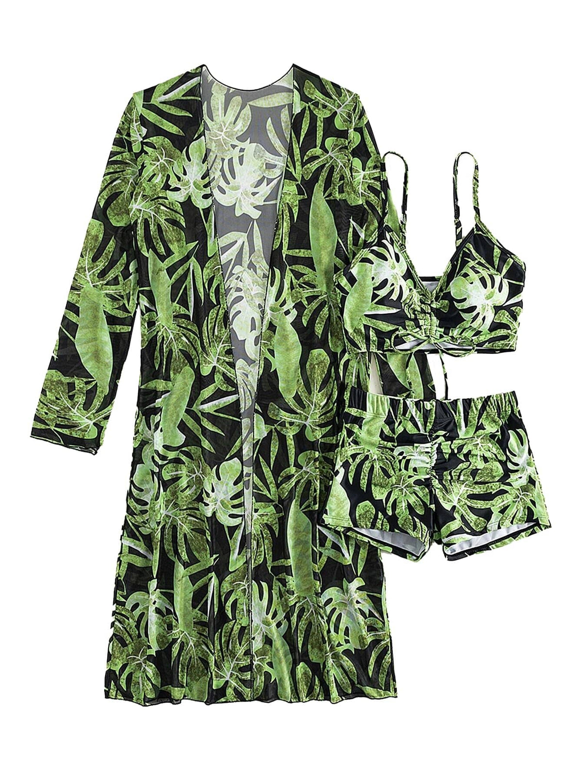 Rachymack Women's Swimsuit Printed Ruched Long Sleeve