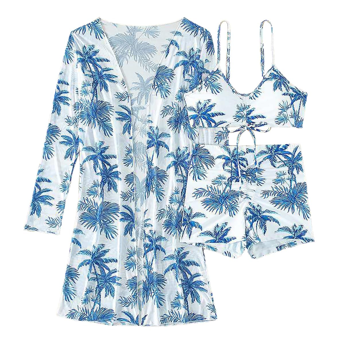 Rachymack Women's Swimsuit Printed Ruched Long Sleeve