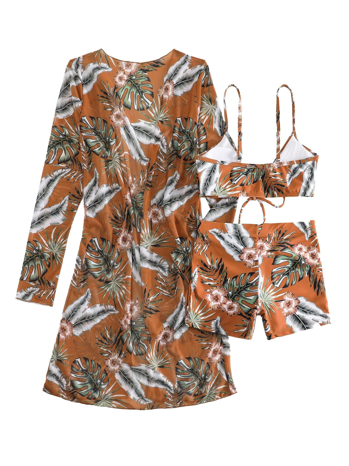 Rachymack Women's Swimsuit Printed Ruched Long Sleeve