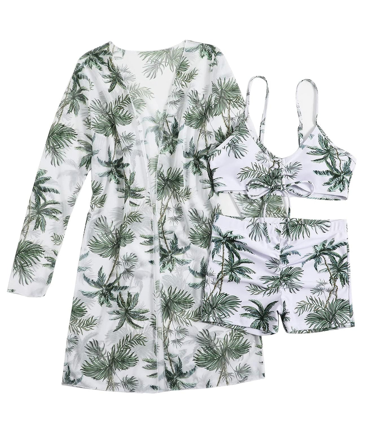 Rachymack Women's Swimsuit Printed Ruched Long Sleeve