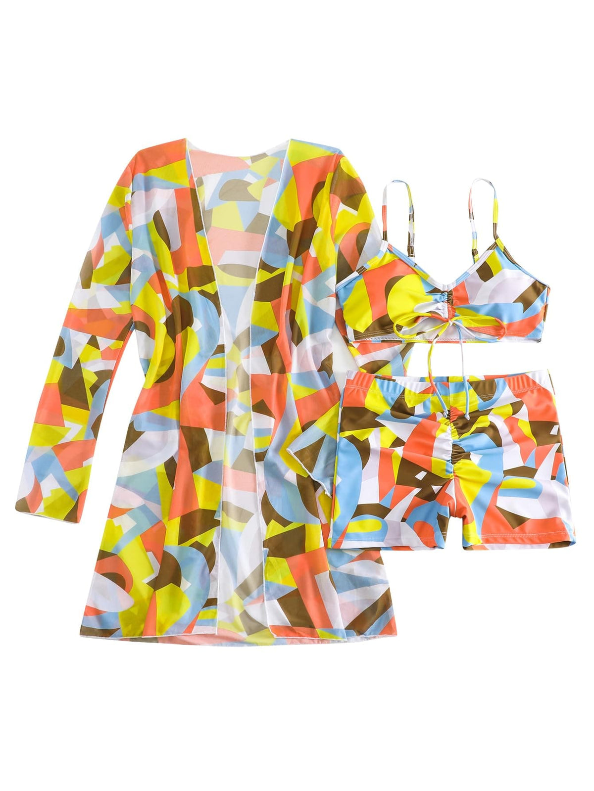 Rachymack Women's Swimsuit Printed Ruched Long Sleeve