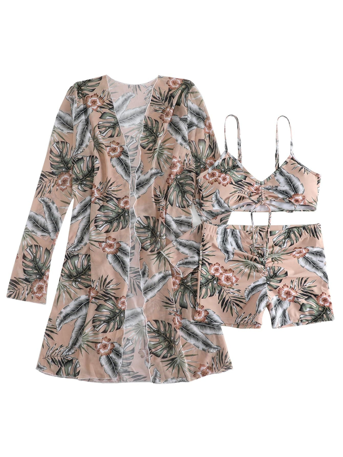 Rachymack Women's Swimsuit Printed Ruched Long Sleeve