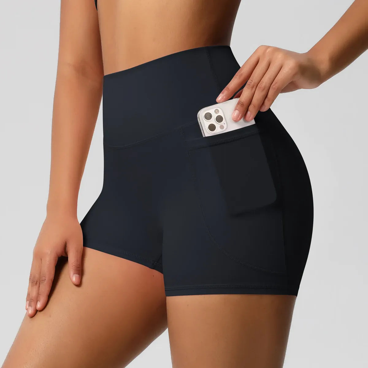 Rachymack Workout Shorts Black / S High Waist Squat-Proof Biker Shorts with Pockets