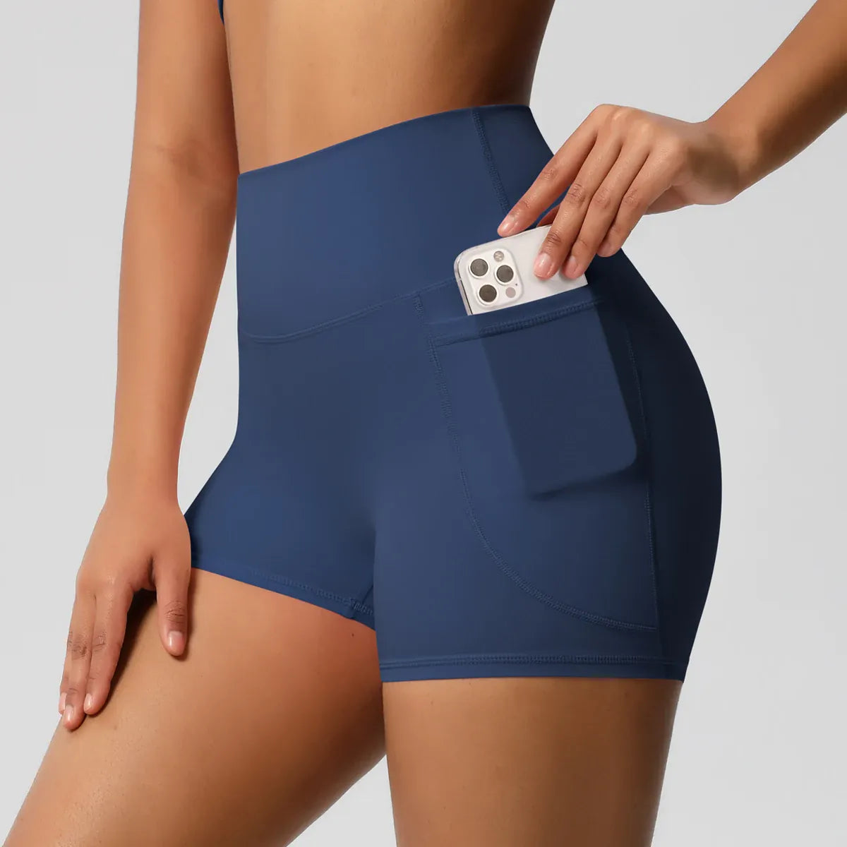 Rachymack Workout Shorts Navy / S High Waist Squat-Proof Biker Shorts with Pockets