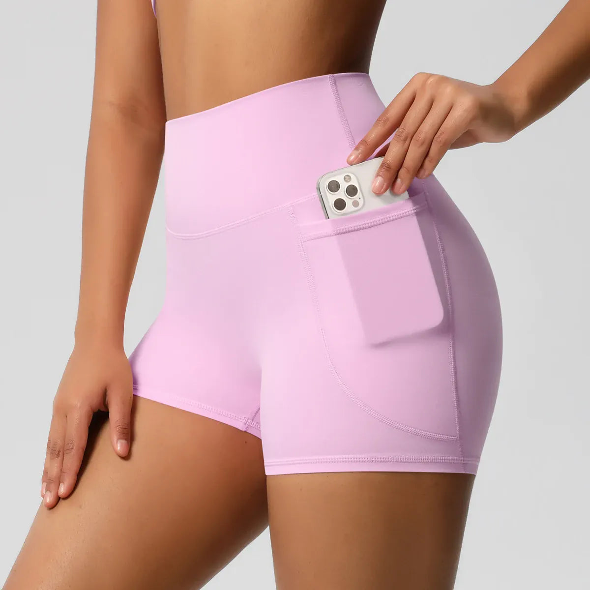Rachymack Workout Shorts Pink / S High Waist Squat-Proof Biker Shorts with Pockets