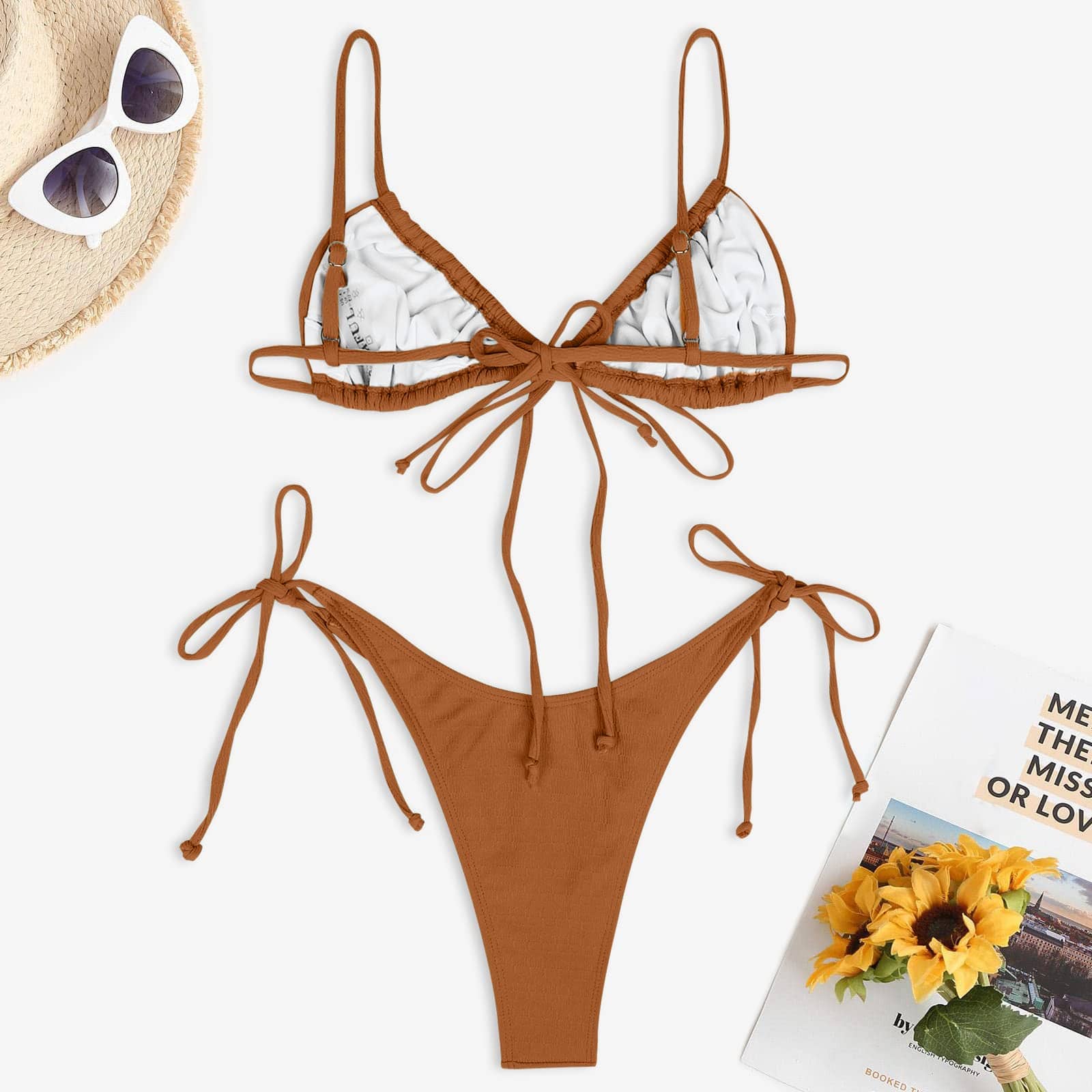 Rachymack X-Large / 3-orange Womens High Cut Thong Bikini Set