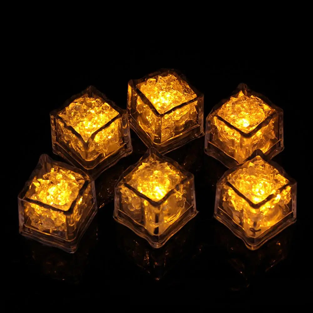 Rachymack Yellow / 12PCS Waterproof Led Ice Cube Drinking Party Wine Decoration