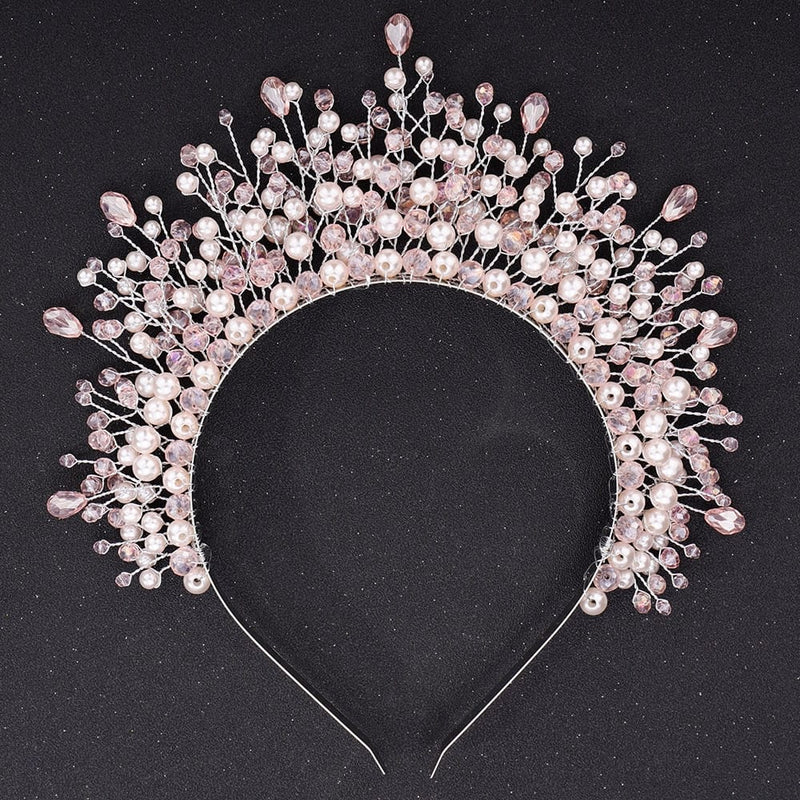 Rachymack Pink Crystal Bridal Hair Piece Women Handmade