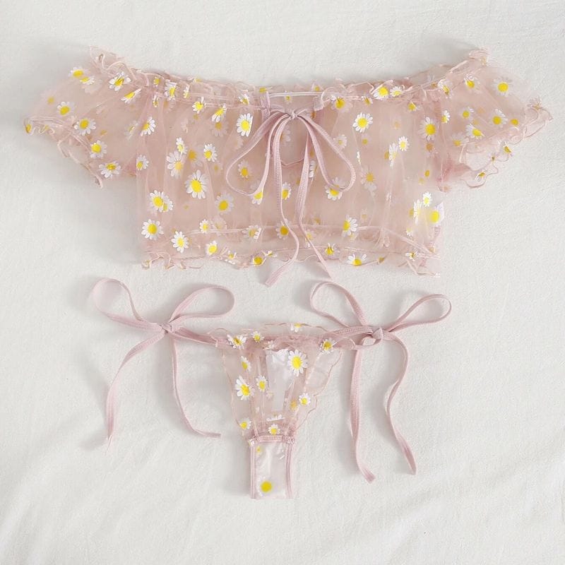 Rachymack Pink / S / China Sexy Lingerie Flowers Embroidery Sleepwear Plus Size