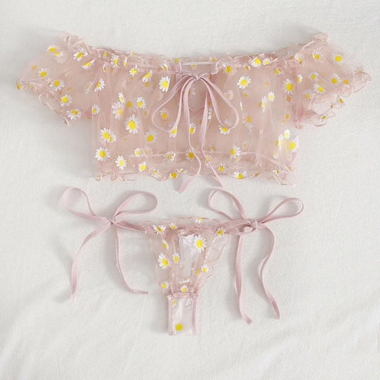 Rachymack Pink / S / China Sexy Lingerie Flowers Embroidery Sleepwear Plus Size