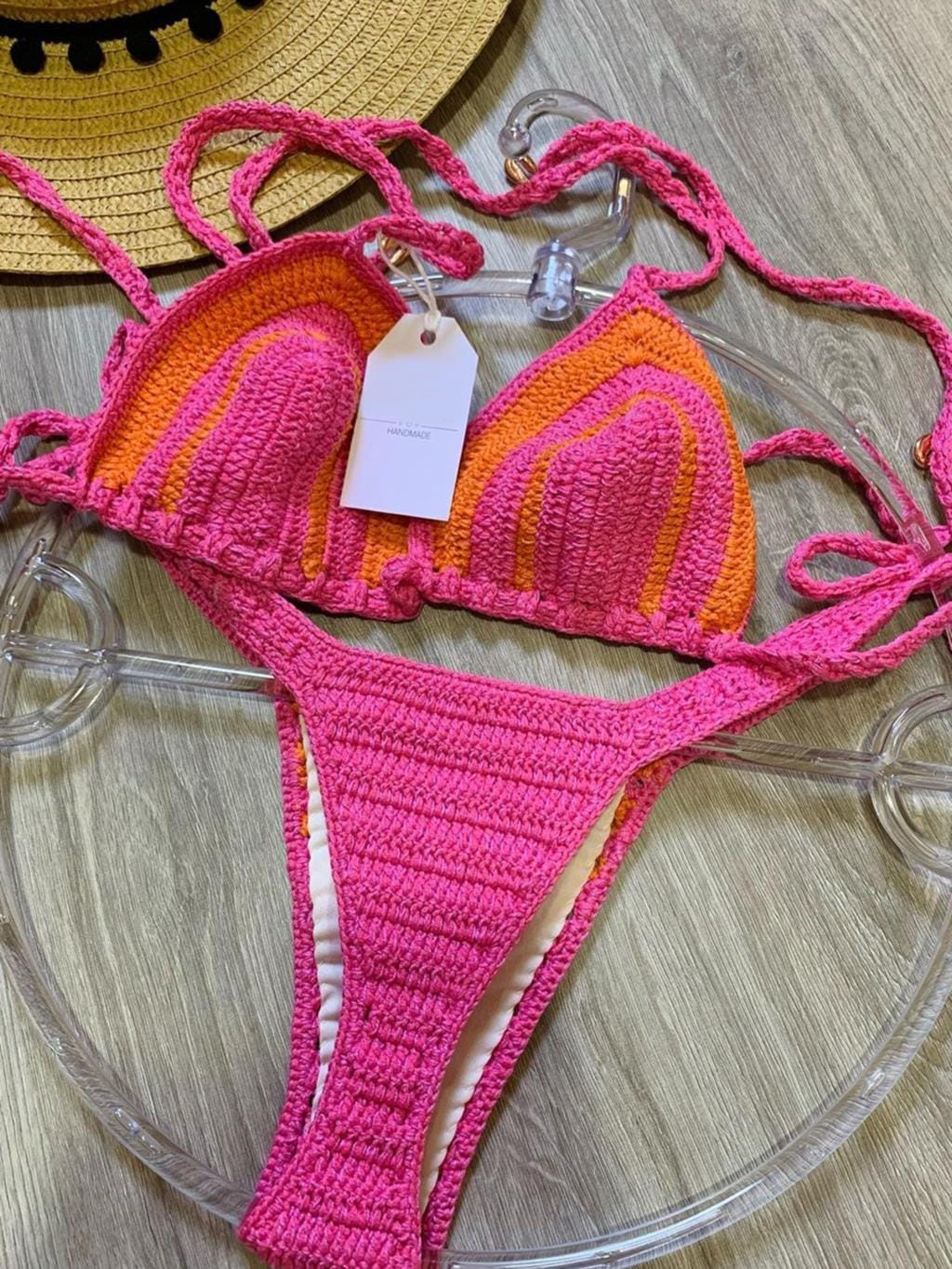 Rachymack Women Fabric Crochet Bikini Sets